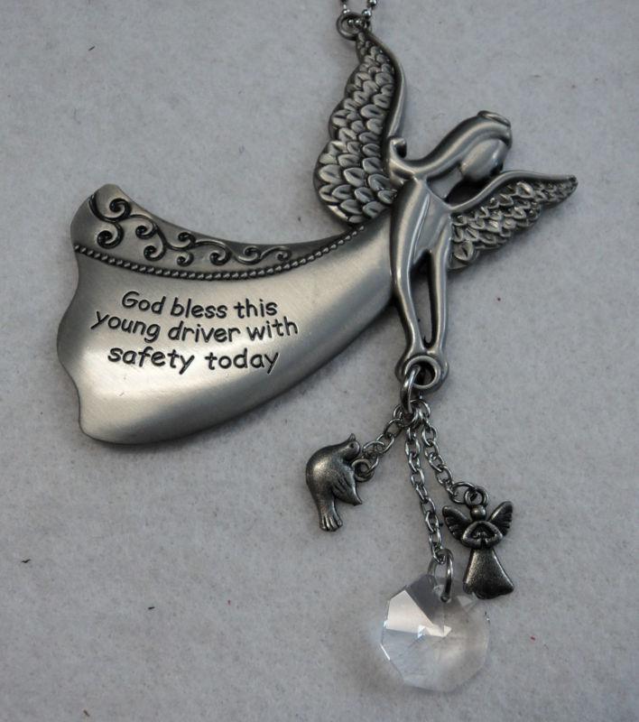 God bless this young driver safety angel car charm rear view mirror ornament