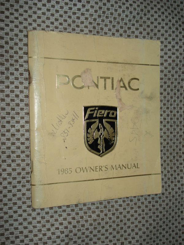 1985 pontiac fiero owners manual glovebox book original nr