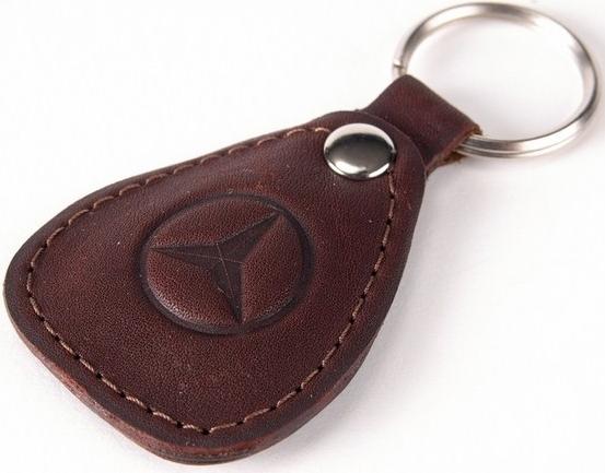 New leather brown keychain car logo mercedes-benz auto emblem keyring