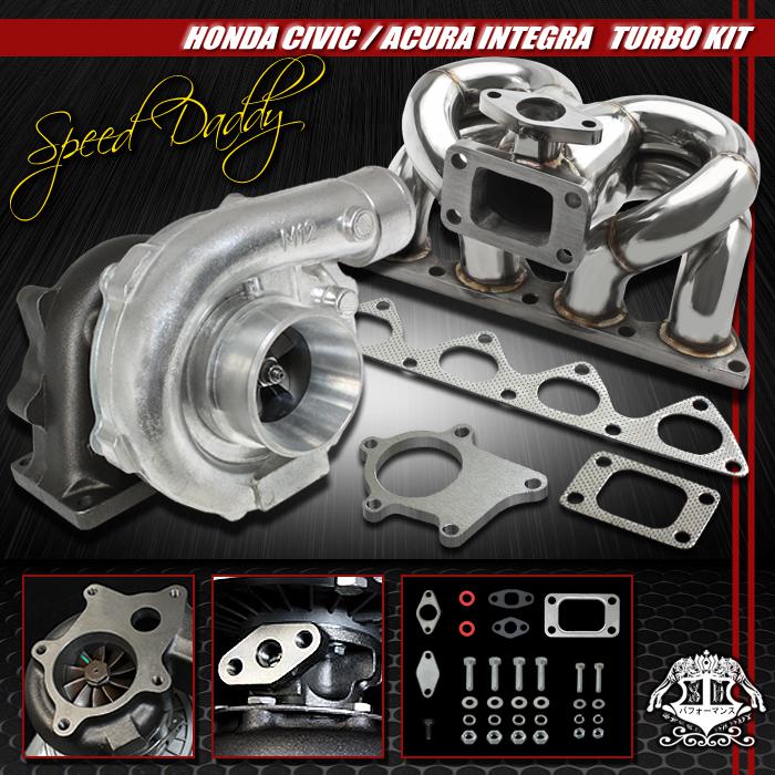 T04e turbocharger+stainless ram horn turbo manifold b-series civic/dc/db/prelude