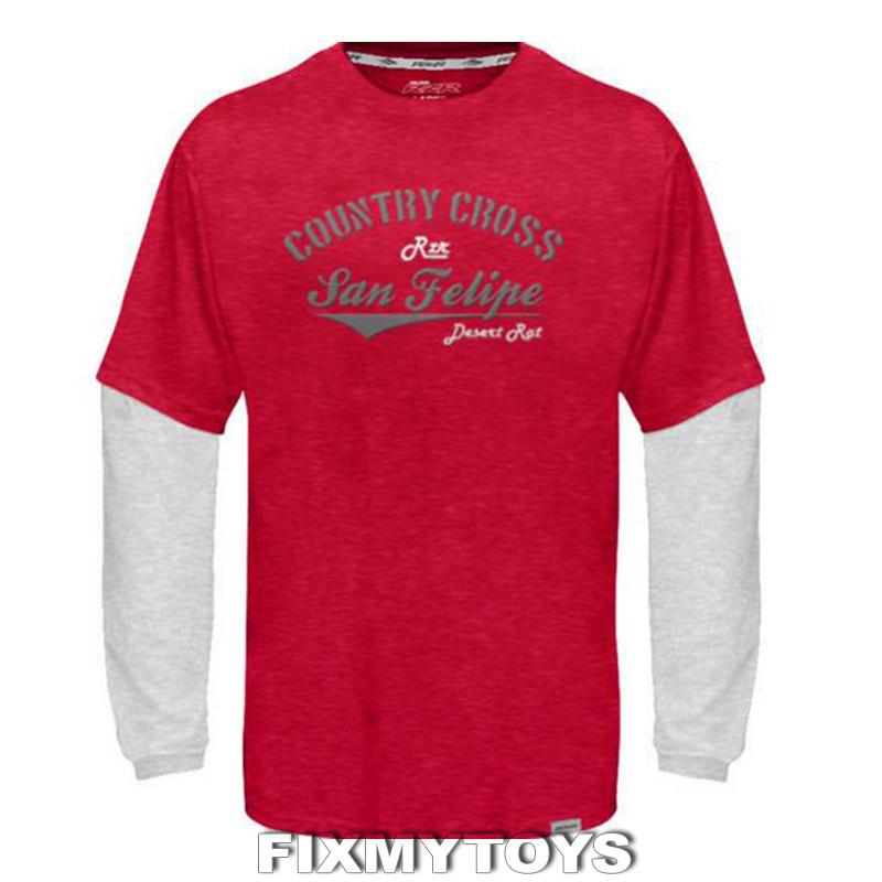 Oem polaris youth rzr red & white desert rat long sleeve t-shirt sizes s-xl