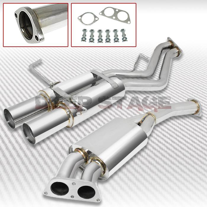 Stainless dual cat back exhaust 3.5" tip muffler 95-98 nissan 240sx s14 2.4l ka