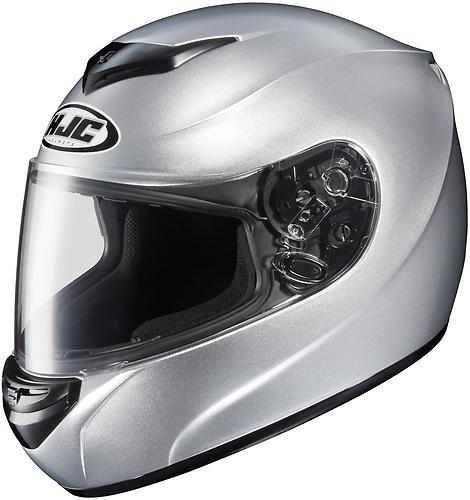 New hjc cs-r2 solid full-face adult helmet, metallic silver, small/sm