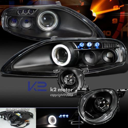 92-99 sc300 sc400 black halo led headlights w/ high beam projector lamps