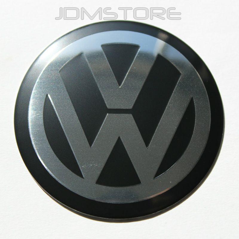 70 mm vw volkswagen black & chrome wheel center cap sticker badges emblem 4pcs