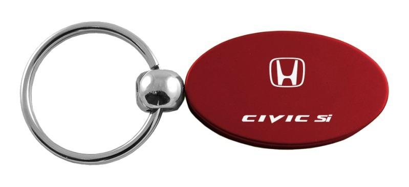 Honda civic si burgundy oval metal key chain ring tag key fob logo lanyard