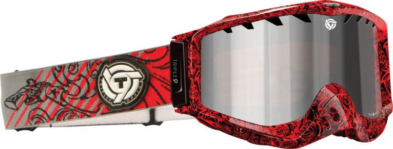 Triple 9 optics saint snow goggles smoking gun red/chrome and hd amber lens