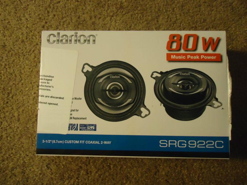 Pair of clarion 80w 3 1/2" custom fit coaxial 2-way speakers srg922c new