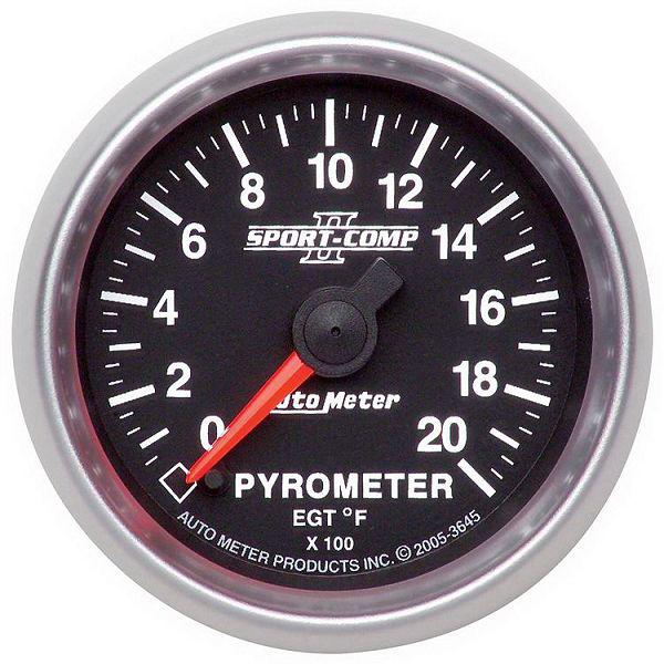 Auto meter 3645 sport comp ii 2 1/16" electric pyrometer gauge kit 0-2000˚f