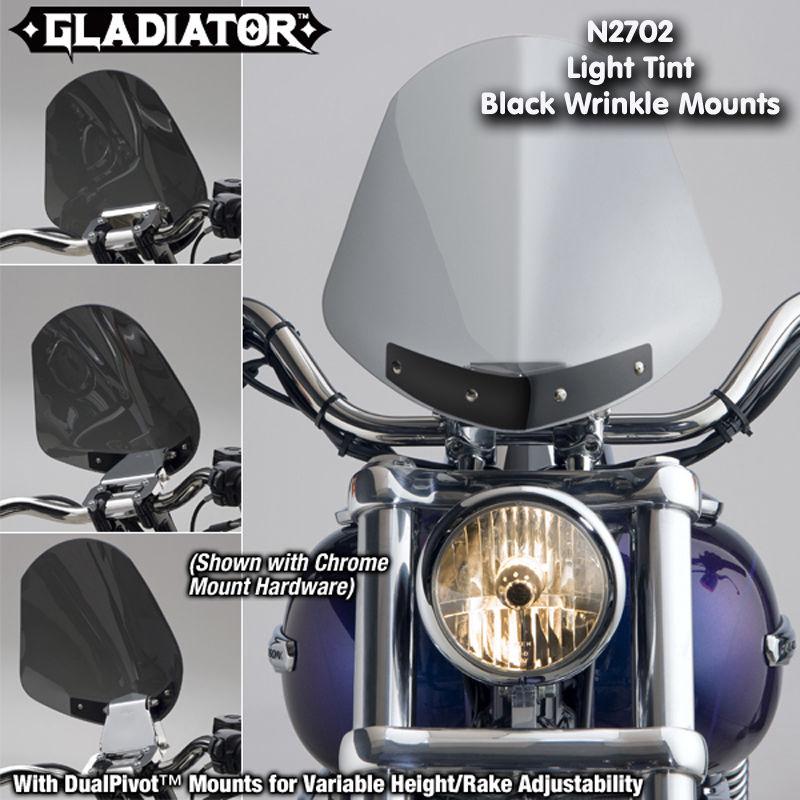 Harley fxr / fxrs low rider 82-94 gladiator windshield lgt tint black mnts n2702