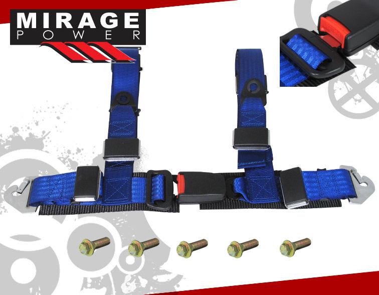 2" blue nylon strap track racing drift seat belt buckle latch clip safety lock