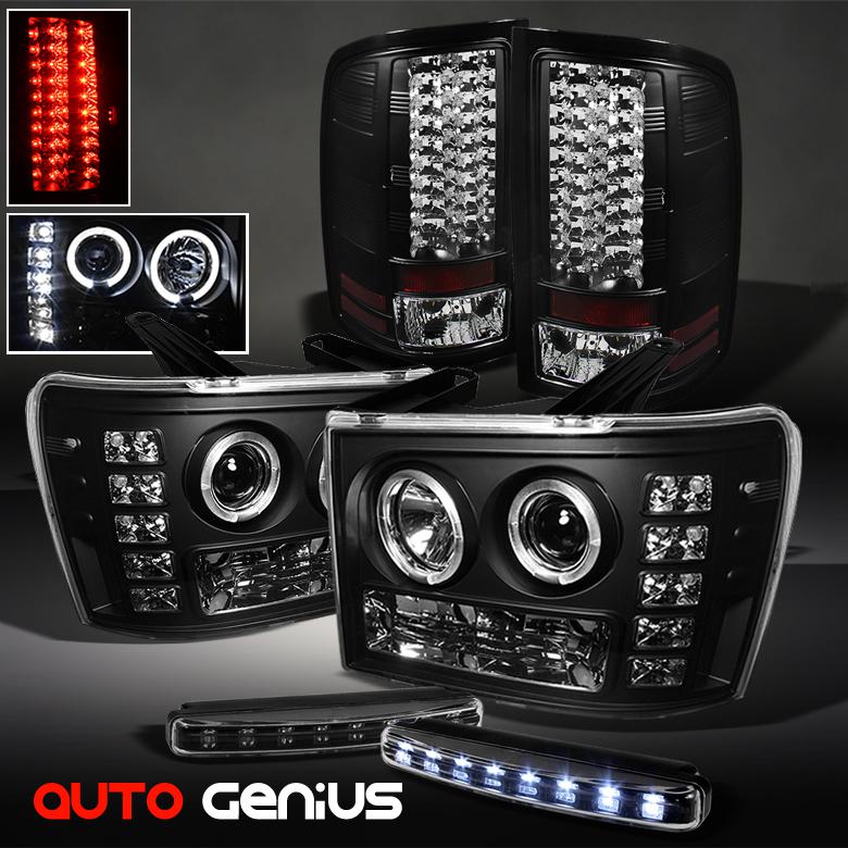 07-13 sierra black projector headlights + philips-led tail lights + daytime led