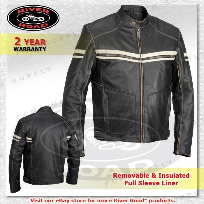 River road hoodlum vintage insulated removable leather motorcycle men jacket