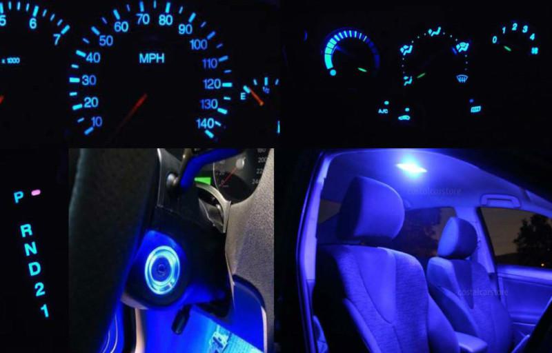 Jeep wrangler tj 99-06 full blue led light conversion kit - gauge cluster, ac..