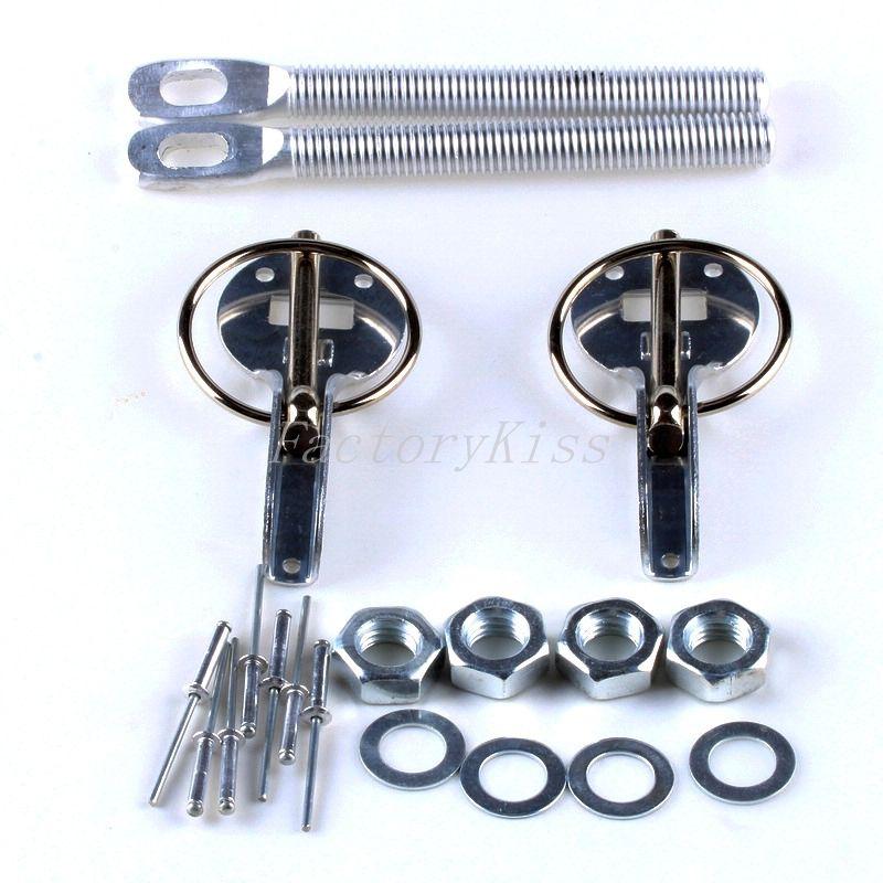 Gau universal aluminum alloy bonnet hood pin lock kit down fit race car silver