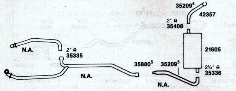 1967-1968 pontiac firebird v-8 single exhaust system, aluminized