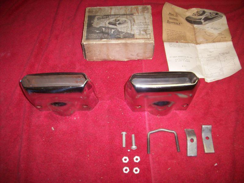 Vintage 1950's 60;s nos bumperex pair exhaust tips in box hot rod rat rod gasser