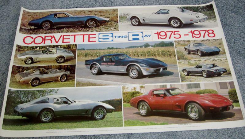 Chevrolet corvette stingray poster 25"x38" 1975,1976,1977,1978 = 9 pictures