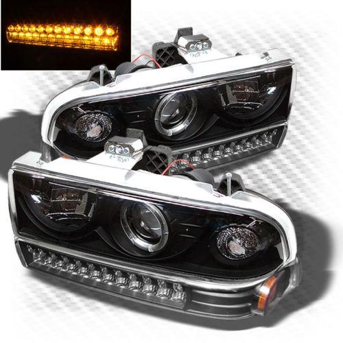 Led bumper 98-04 chevy s10 blazer halo projector headlights black head lights