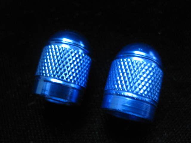 Motorcycle valve stem caps/covers ~ ano blue ~ alloy ~ free ship 