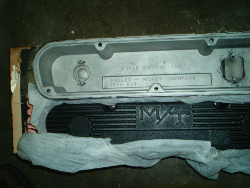 M/t mickey thompson finned aluminum valve covers mopar dodge 103r-63b