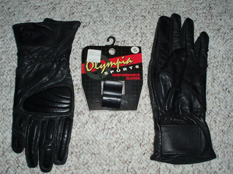 New men's olympia motorcycle black leather padded  gloves, small, $49