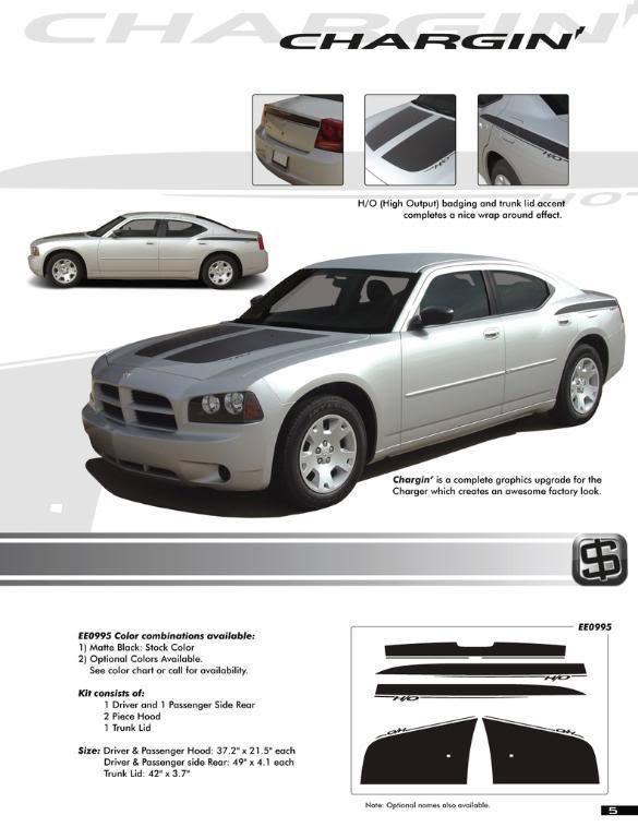 Dodge charger decals stripes graphics hood 3m vinyl 2006-2010