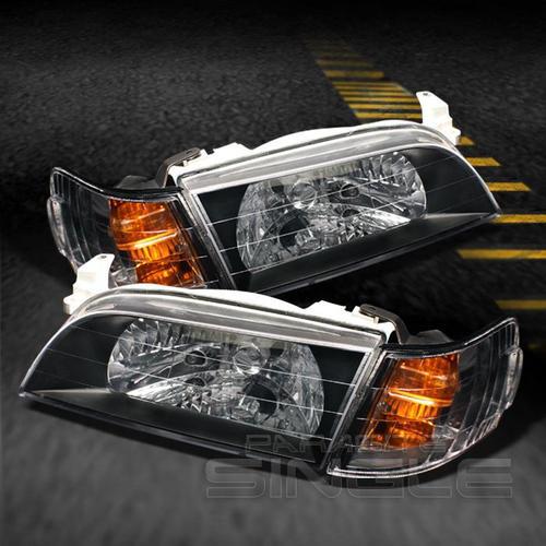 Jdm style 93-97 corolla black headlights +corner signal lights lamps left+right