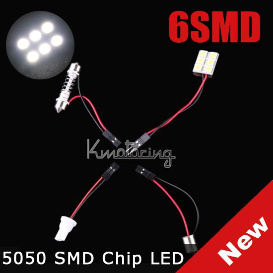 6 smd 5050 led car festoon panel light xenon car interior dome bulb 12v super