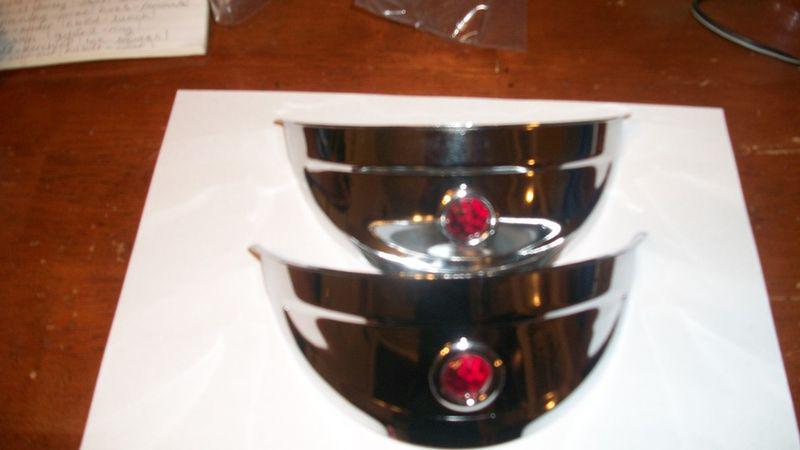 Chrome red dot headlight visors