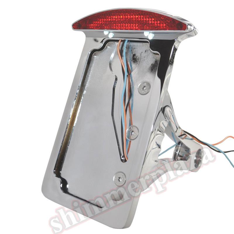 Chrome side mount license plate bracket tail light harley axle billet softail