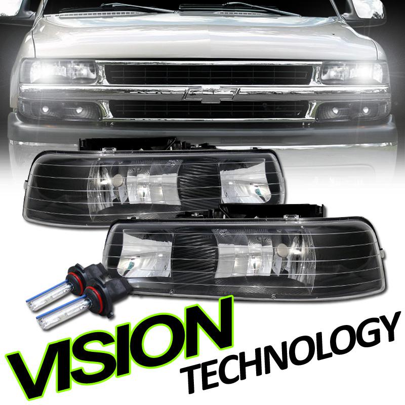 Xenon hid kit 99-02 silverado 00-06 tahoe/suburban blk crystal head lights lamps