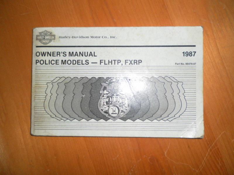 Harley-davidson 1987 flhtp, fxrp police owner's manual 1340cc 5-speed 99478-87