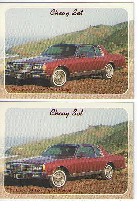 1980 chevy caprice classic baseball card sized cards - lot of 2 - must see !!