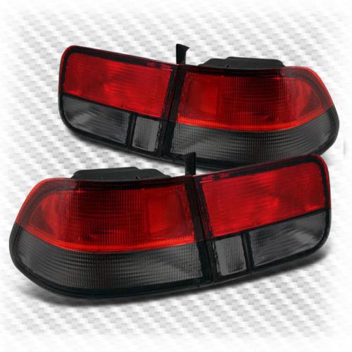 96-00 honda civic 2 door red smoke tail lights lamps brake pair left+right set