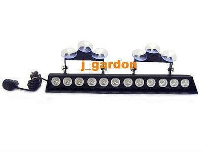 New dc12v 12 leds 3w emergency windshield strobe lightbar white/clear