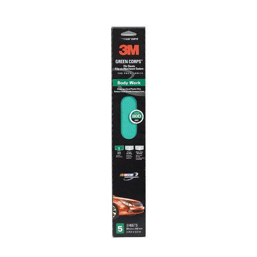 3m 80 grit green corps 2 3/4" x 17.5" clipon sandpaper sheet 5 in a box 32220