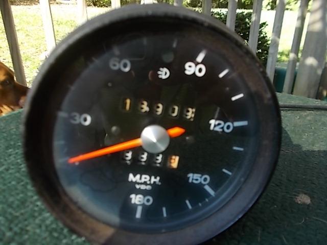 1972 porsche 911 912 speedometer  vdo  180 mph  with trip reset cable and knob 