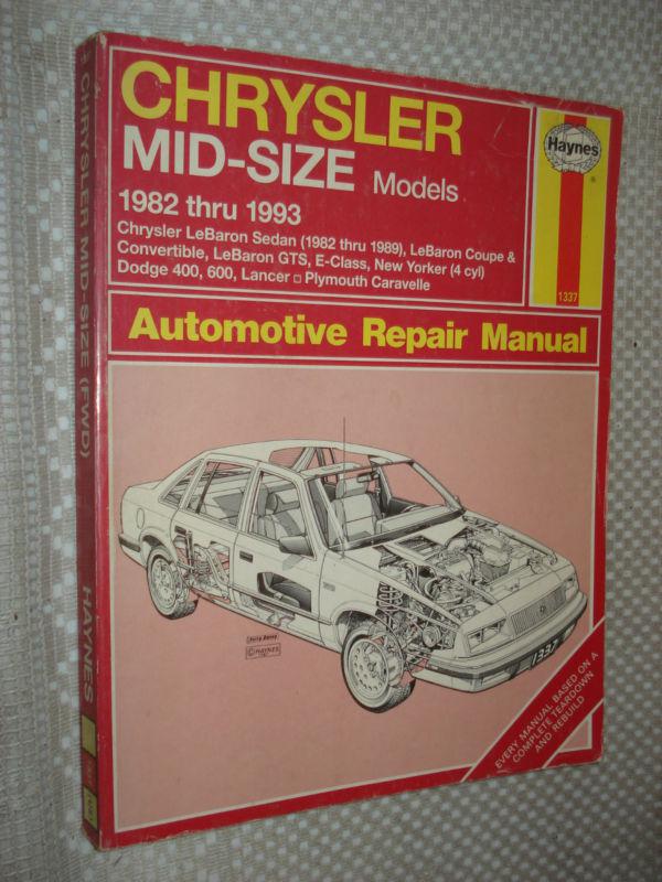 1982-1993 dodge chrysler plymouth service manual shop book new yorker le baron 