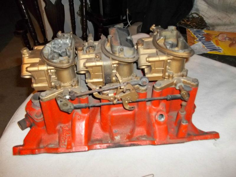 Original aar cuda 340 six pack intake, carbs