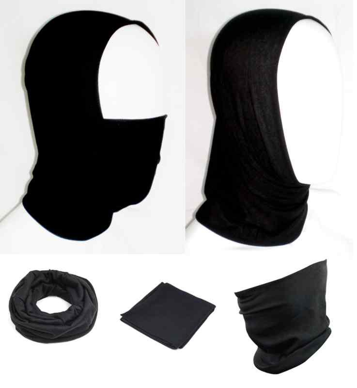 Solid black motorcycle face mask tube neck gaiter tubular biker bug atv bandana