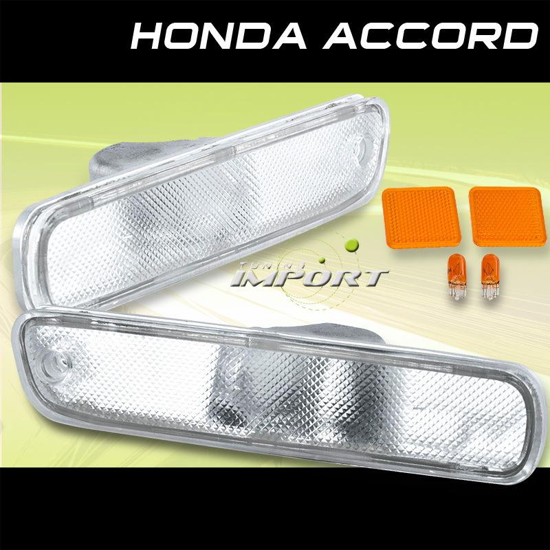 Honda 94-97 accord/92 prelude front rear chrome amber bumper signal lights l+r