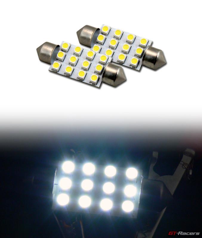 White 39mm festoon 12 count smd led glove box/dome/map light bulbs de3423 de3425