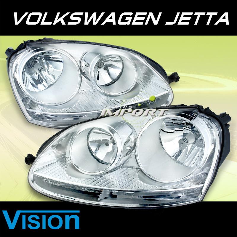 Volkswagen 05-10 jetta vision chrome replacement headlights lamps left+right