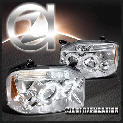 01-04 nissan frontier clear led drl halo projector headlights