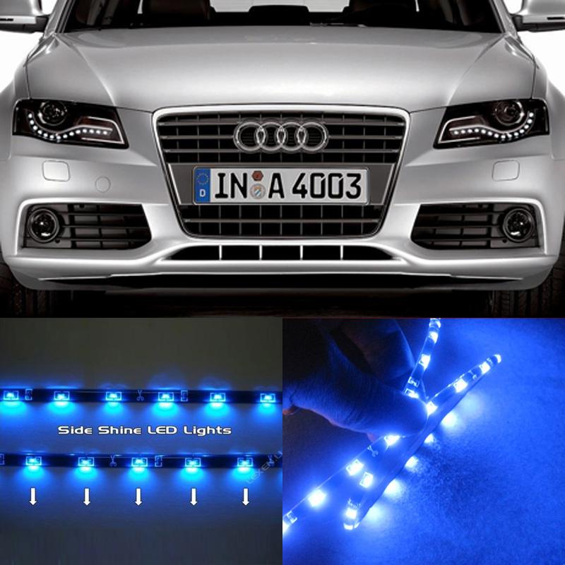 2pcs 24" blue led side shine smd strip light car truck fog drl tears lights 60cm