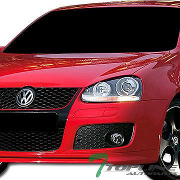 Blk sport front bumper fog lights vent grill grille cover 06-09 vw mk5 gti jetta