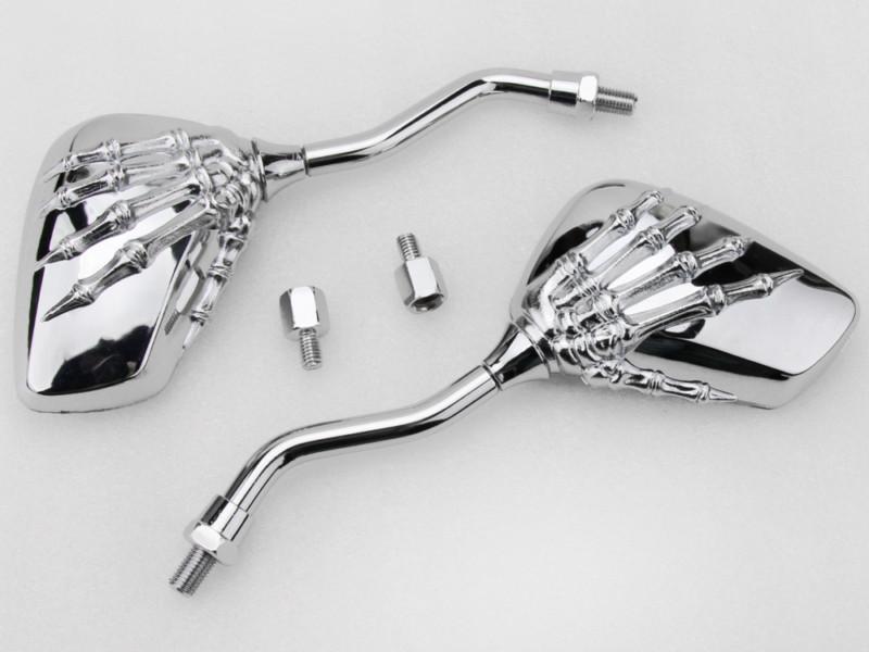 Chrome skeleton skull hand claw side mirrors for harley honda suzuki kawasaki