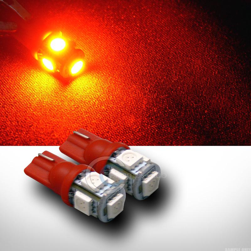 2p amber/orange t10 wedge 5 5050 smd led interior/glove box/dome/map light bulbs