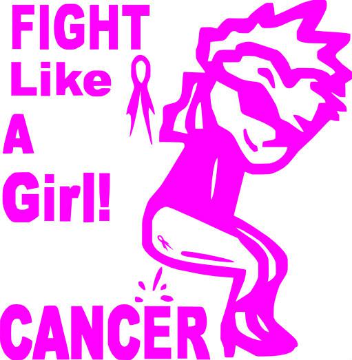 Pink breast cancer awareness fight like a girl calvin girl window decal sticker 